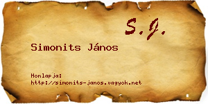 Simonits János névjegykártya