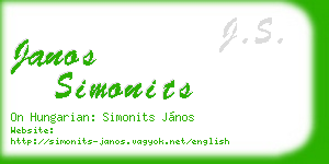 janos simonits business card